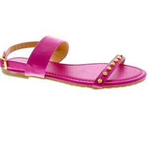 Fuchsia Sandals with Gold Accents